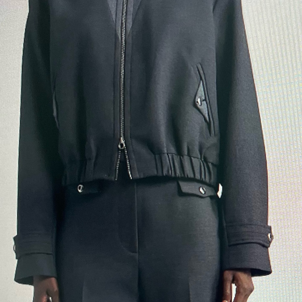 St. John Black Bomber Jacket and pants set - Picture 2 of 14